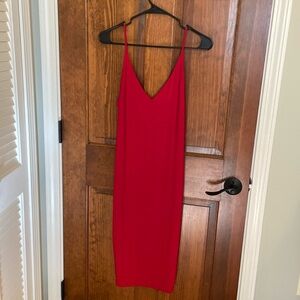 Red V-Neck Bodycon Dress